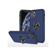 Apple Uyumlu iPhone 11 Pro Max Uyumlu Kılıf Elit Yüzüklü Kapak - Lacivert