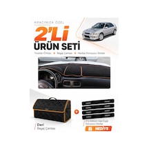Subaru İmprezza 1998-2000 Uyumlu Torpido Örtüsü + Deri Bagaj Çantası + Sticker - Siyah Kahverengi