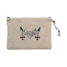 Mayhem Logo Text Krem Clutch Astarlı Cüzdan / El Çantası Krem