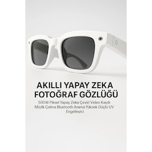Beyaz Akıllı Kamera Gözlüğü Fotoğraf Video Çekimi Ve Bluetooth Kullanım