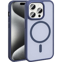 Noktaks - Apple Uyumlu iPhone 15 Pro - Kılıf Magsafe Şarj Destekli Arkası Mat Sio Kapak - T32373 - Lacivert Lacivert