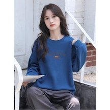 Harfli Grafik Düşük Sweat-trzksw3647 Mavi Harfli Grafik Düşük Sweat-trzksw3647 Mavi