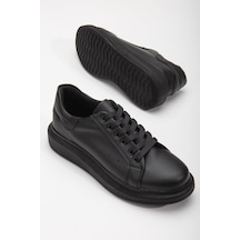Balon Taban Bağcıklı Hafif Siyah Kadın Spor Ayakkabı-2855-siyah
