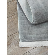 Saçaklı Kalın Yumuşak Kaymaz Taban Açık Gri Peluş Halı, 150 X 230 Standart