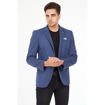 Sposo 5109 Dar Kalıp Yarım Astarlı Mavi Erkek Blazer Ceket Mavi