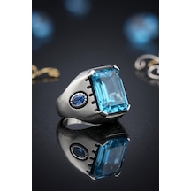Kare Aquamarine - Aqua Marin Taşlı 925 Ayar Gümüş Yüzük 902678