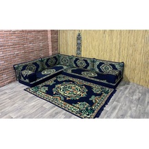 Coton Şark Köşesi Minderi 120*180cm Kilim Takımı Konsept Lacivert