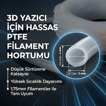 3d Yazıcı İçin Hassas Dyzer Ptfe Filament Kılavuz Hortumu 1.75mm Filament Uyumlu 2 Metre Çok Renkli