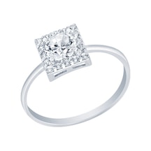 Diamond Line - Gülaylar - Beyaz Altın 14 Ayar Koleksiyon Yüzük