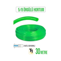 5/8 Örgülü Bahçe Hortumu Çatlamaz, Kırılmaz, Esnek 30 Metre Yeşil