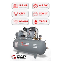 Gap Kompresör GP290 Pistonlu 300 L 2 Kafa 8Bar 5.5HP Hava Kompresörü