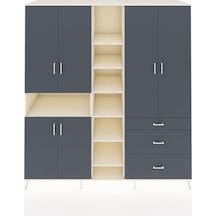 Kronos Dolap 13 Raflı 3 Çekmeceli 6 Kapaklı 220x59x243 Aytaşı-antrasit/antrasit Çok Renkli