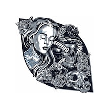 Kurukafa Kadın Gül Tattoo Sticker 01986