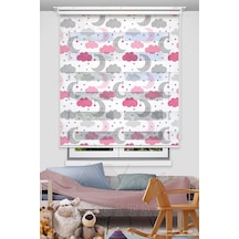 Aydede Ve Pembe Bulutlar Baskılı Çocuk Odası Perdesi - Dijital Baskılı Zebra Stor Perde Pembe