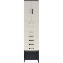 Hyperion Dolap 2 Raflı 7 Çekmeceli 2 Kapaklı 60x44x243 Antras... Antrasit