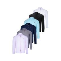 Altılı Set G674 Dewberry Erkek Gömlek-siyah-beyaz-lacivert-camgöbeği-kot Mavisi-pembe Siyah-beyaz-lacivert-camgöbeği-kot Mavisi-pembe