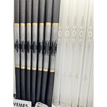 Amasra Ft614164 V-902 Siyah 1/3 Sık Pileli Fon Perde 100 X 270 Cok Renkli