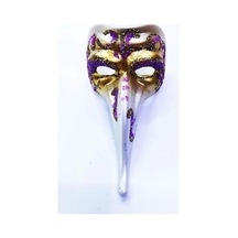 Fuşya Renk İşlemeli Seramik Malzemeden İmal Venedik Uzun Maske Magnet ÇOk Renkli