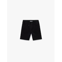 Koton Cep Detaylı Bermuda Beli Bağcıklı Slim Fit Jean Şort Siyah 5sam40223nd