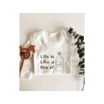 Babylimon Life Is Like A Box Of Milk Uzun Kol Çıtçıtlı Organik Bebek Body Beyaz - 132150925 Beyaz