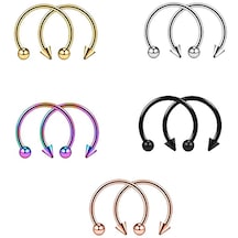Homyl 10 Parça 16g Burun Septum At Nalı Halka Küpe Tragus 10mm Çok Renkli
