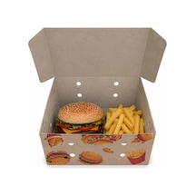 Kilitli Hamburger Menu Kutusu 100 Adet 22,5 X 12,5 X 10,5 Yeni
