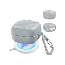 Samsung Galaxy Buds 4 / Buds 4 Pro Uyumlu Karbon Fiber Hybrid Polymer Technology Darbeye Dayanıklı Kulaklık Kılıfı Gri
