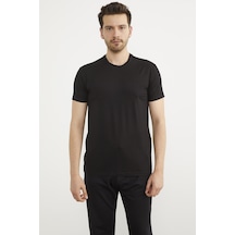 Sıfır Yaka Basic Tişört - Siyah 001