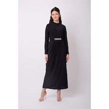 Violevin Er-cool Kadın Zincirli Krep Elbise 8046-27-siyah