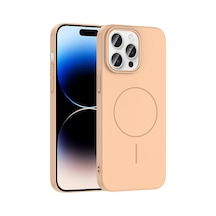 Apple iPhone Uyumlu 14 Pro Max Kılıf İnce Magsafe Kamera Yükseltili Yumuşak Silikon Pazarplus Desert Titanyum
