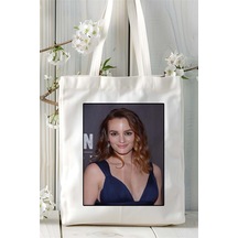 Art Hediye Leighton Meester Baskılı Bez Çanta Omuz Çantası Kişiye Özel Desen 2 Çok Renkli