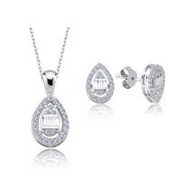 Vog Pırlanta Montür Baget Damla Ikili 925 Ayar Gümüş Mini Set