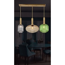 Rustik Modern Renkli Camlı Yemek Masası Avize 5762-v91-1r-jy-3r-yma3 Eskitme