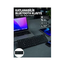 Katlanabilir Bluetooth Klavye 3 Cihaz Bağlantılı Kablosuz Taşınabilir Klavye Düz Renk