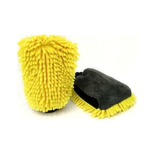 Araba Oto Yıkama Temizlik Eldiveni Süngeri Peluş Büyük Boy Çift Yüzeyli 22x19cm