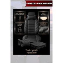 Civic Fd6 2010 Uyumlu Lüks Premium Siyah Renk 2 Adet Minder Ve Yastık