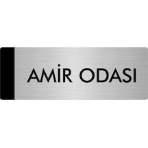 Metal Yönlendirme Levhası, Departman Kapı Isimliği Amir Odası 5x20 Cm Gümüş Renk