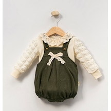 Minicayzen Bella Lace Romper Haki Fisto Yakalı Kız Bebek Salopet