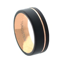 Celikchi Erkek Tungsten Bakır Renk Detay Yüzük Rose Gold - Siyah