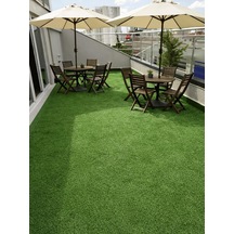 Ayrex Dekoratif Suni Çim Halı 7 Mm Balkon Teras Bahçe İçin Yapay Çimen Kaymaz Tabanlı Yapay Çim Balkon Halısı 98 x 98