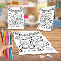 Tavşan Ve Ayıcık Boyama Puzzle Tablo Çocuk Eğitici Yapboz