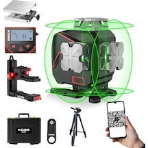Kobb Kbl36gtp Prof Li-ion Şarjlı 4x360⁰ Lcd Yeşil Çapraz Çizgi Lazer Distomat Uk Tripod Taşıma Çanta