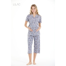 Lılac Kadın %95 Viskon Hamile & Lohusa Kapri Pijama Takımı Antrasit Gri