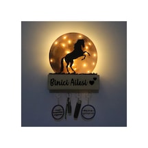 Işıklı Pleksi Dolunay Kişiselleştirilebilir Dekoratif Biblo Ahşap Sage At Anahtar Askılığı Sarı - 740155317 Sarı