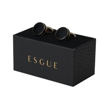 Esgue Siyah Gold Renk Yuvarlak Form Mineli Luxery Kol Düğmesi
