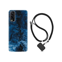 Vivo Y20S Kılıf Boyun Askılı Blue Zigzag 1687 Siyah
