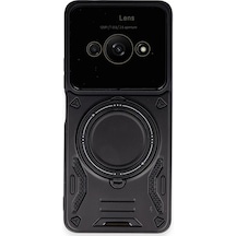 Newface - 819 - Xiaomi Poco C61 Kılıf Joy Lens Standlı Kapak - Edntrend - - Siyah Sıyah