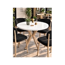 Kalınlaştırmalı Mutfak Cafe Balkon Bahçe Restoran Yemek Masası 70x70 Cappuccino Beyaz Yuvarlak Beyaz - Cappuccino Beyaz - Cappuccino