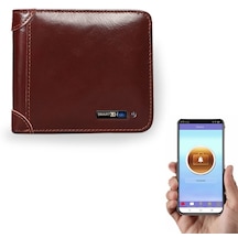 Sones Erkek Deri İş Cüzdanı Smart Anti-lost Anti-theft Wallet Koyu Kırmızı