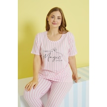 Siyah İnci Curve Büyük Beden Battal Boy Örme Pijama Takımı 24103609 Çok Renkli